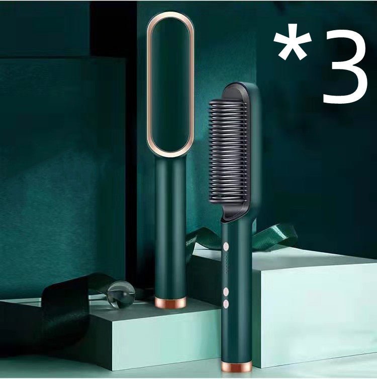 New 2 In 1 Hair Straightener Hot Comb Negative Ion Curling Tong Dual-purpose Electric Hair Brush $50.33 Dana Fashion Color: 3pcs Green Electrical outlet: US style: Opp pack Beauty Tools Overview: 1. The anti-scald comb is designed to straighten the comb t