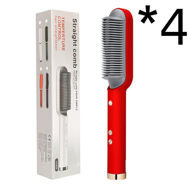 New 2 In 1 Hair Straightener Hot Comb Negative Ion Curling Tong Dual-purpose Electric Hair Brush $69.00 Dana Fashion Color: 4pcs Red Electrical outlet: US style: With box Beauty Tools Overview: 1. The anti-scald comb is designed to straighten the comb to