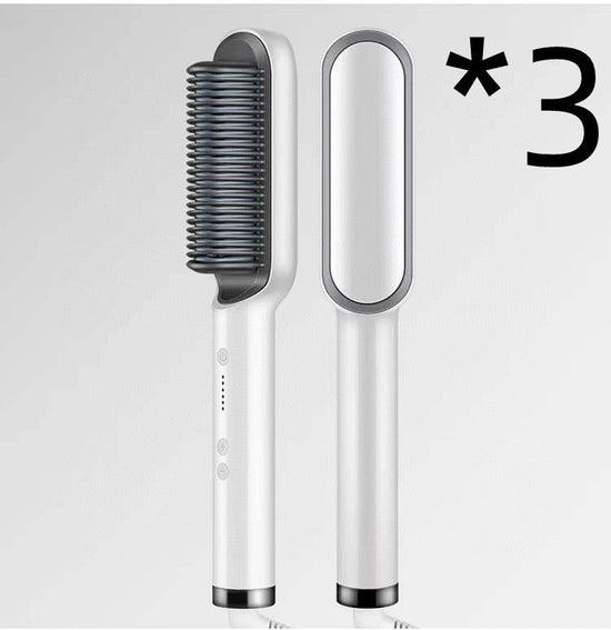 New 2 In 1 Hair Straightener Hot Comb Negative Ion Curling Tong Dual-purpose Electric Hair Brush $50.33 Dana Fashion Color: 3pcs White Electrical outlet: US style: Opp pack Beauty Tools Overview: 1. The anti-scald comb is designed to straighten the comb t