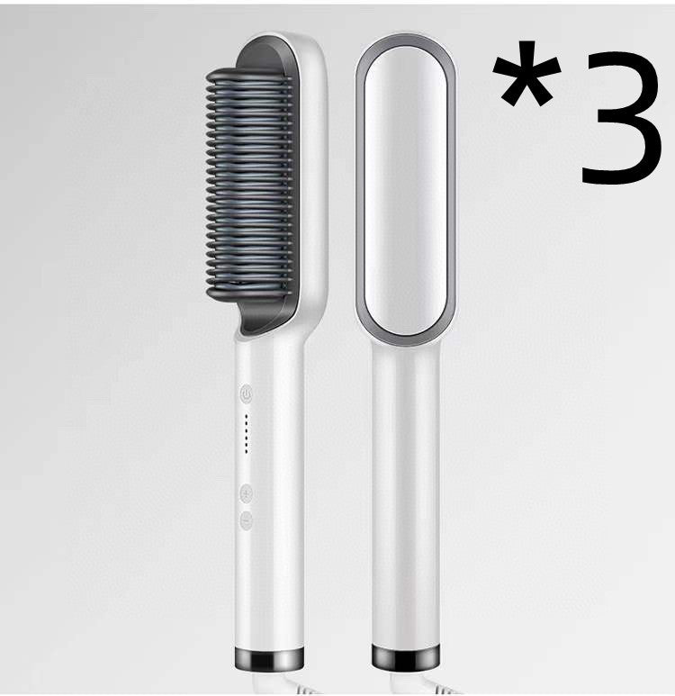 New 2 In 1 Hair Straightener Hot Comb Negative Ion Curling Tong Dual-purpose Electric Hair Brush $50.33 Dana Fashion Color: 3pcs White Electrical outlet: US style: Opp pack Beauty Tools Overview: 1. The anti-scald comb is designed to straighten the comb t