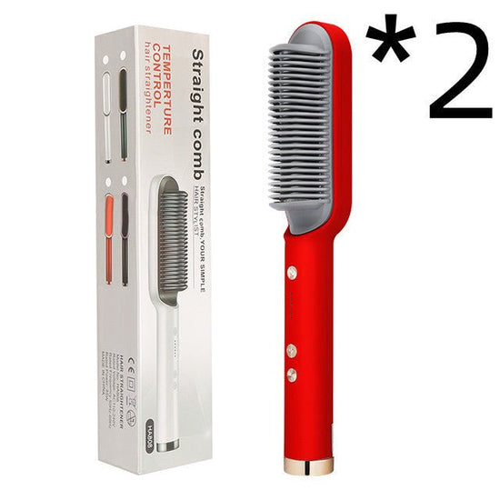 New 2 In 1 Hair Straightener Hot Comb Negative Ion Curling Tong Dual-purpose Electric Hair Brush $37.47 Dana Fashion Color: 2pcs Red Electrical outlet: US style: With box Beauty Tools Overview: 1. The anti-scald comb is designed to straighten the comb to