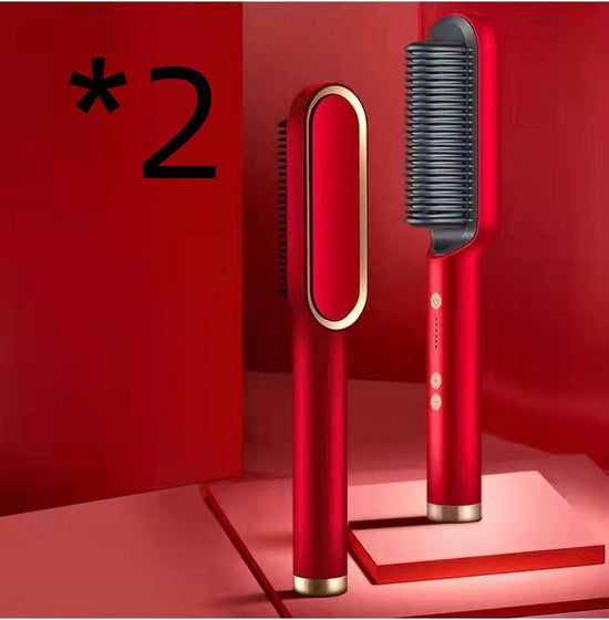 New 2 In 1 Hair Straightener Hot Comb Negative Ion Curling Tong Dual-purpose Electric Hair Brush $35.54 Dana Fashion Color: 2pcs Red Electrical outlet: US style: Opp pack Beauty Tools Overview: 1. The anti-scald comb is designed to straighten the comb to