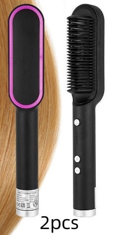 New 2 In 1 Hair Straightener Hot Comb Negative Ion Curling Tong Dual-purpose Electric Hair Brush $35.54 Dana Fashion Color: 2pcs Black Electrical outlet: US style: Opp pack Beauty Tools Overview: 1. The anti-scald comb is designed to straighten the comb t