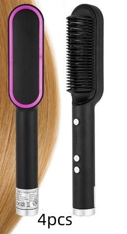 New 2 In 1 Hair Straightener Hot Comb Negative Ion Curling Tong Dual-purpose Electric Hair Brush $65.12 Dana Fashion Color: 4pcs Black Electrical outlet: US style: Opp pack Beauty Tools Overview: 1. The anti-scald comb is designed to straighten the comb t