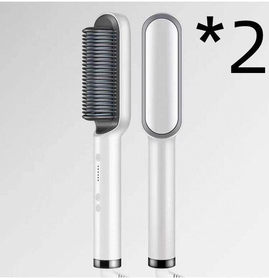 New 2 In 1 Hair Straightener Hot Comb Negative Ion Curling Tong Dual-purpose Electric Hair Brush $35.54 Dana Fashion Color: 2pcs White Electrical outlet: US style: Opp pack Beauty Tools Overview: 1. The anti-scald comb is designed to straighten the comb t