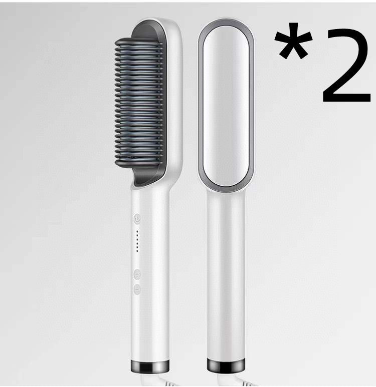 New 2 In 1 Hair Straightener Hot Comb Negative Ion Curling Tong Dual-purpose Electric Hair Brush $35.54 Dana Fashion Color: 2pcs White Electrical outlet: US style: Opp pack Beauty Tools Overview: 1. The anti-scald comb is designed to straighten the comb t