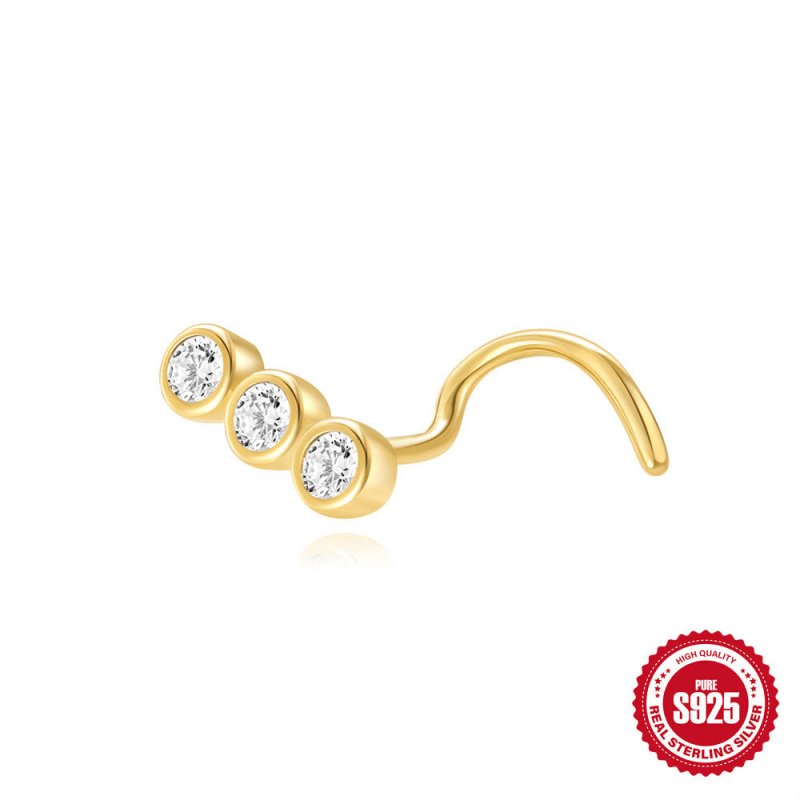 New 925 Sterling Silver Personalized Diamond Closed Nose Ring $14.50 Dana Fashion Color: 03 Single Gold Women's Accessories Product information: Type: piercing earrings Treatment Process: environmentally friendly electroplating Color: single Gold #1, sing