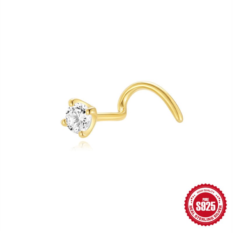 New 925 Sterling Silver Personalized Diamond Closed Nose Ring $14.50 Dana Fashion Color: 01 Single Gold Women's Accessories Product information: Type: piercing earrings Treatment Process: environmentally friendly electroplating Color: single Gold #1, sing