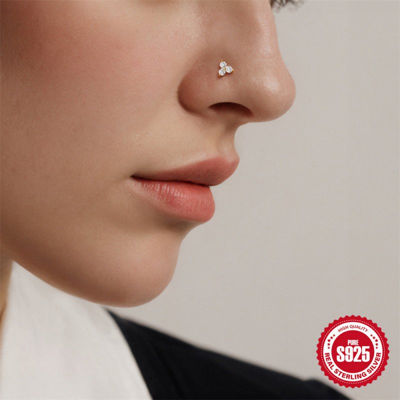 New 925 Sterling Silver Personalized Diamond Closed Nose Ring $14.50 Dana Fashion Color: 01 Single Gold Women's Accessories Product information: Type: piercing earrings Treatment Process: environmentally friendly electroplating Color: single Gold #1, sing