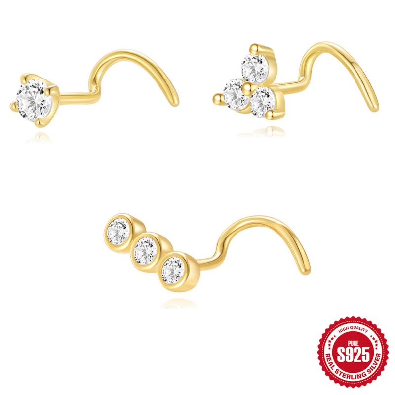 New 925 Sterling Silver Personalized Diamond Closed Nose Ring $14.50 Dana Fashion Color: 01 Single Gold Women's Accessories Product information: Type: piercing earrings Treatment Process: environmentally friendly electroplating Color: single Gold #1, sing