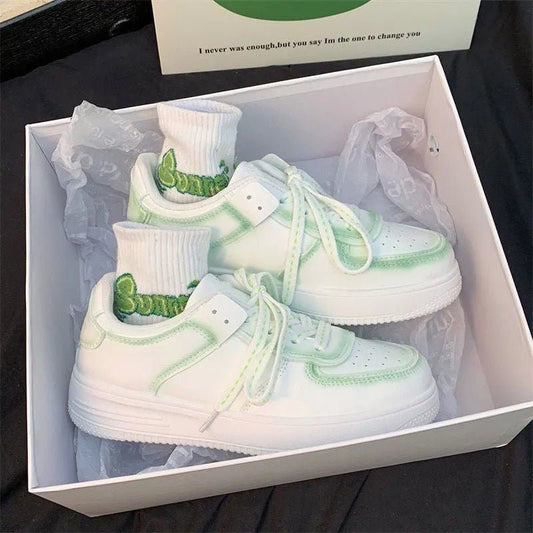 New All-match Flat Embroidered White Shoes Women $39.99 Dana Fashion Color: Green Size: 35 Women's shoes Product information: Applicable sports: Universal Lining material: Mesh Color: purple, green Upper height: low top Heel height: flat heel Heel shape: