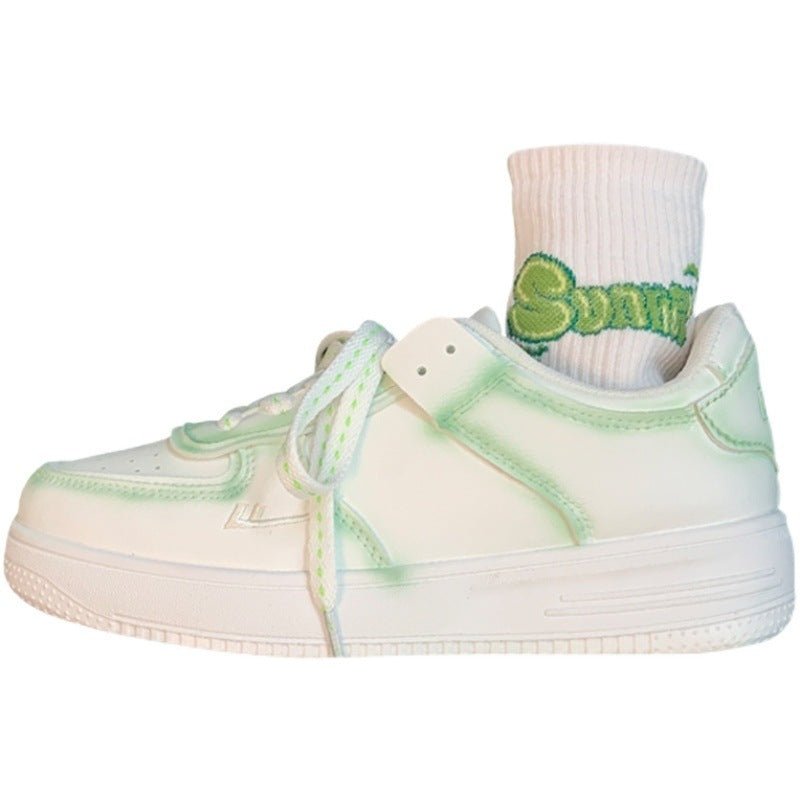 New All-match Flat Embroidered White Shoes Women $39.99 Dana Fashion Color: Green Size: 35 Women's shoes Product information: Applicable sports: Universal Lining material: Mesh Color: purple, green Upper height: low top Heel height: flat heel Heel shape: