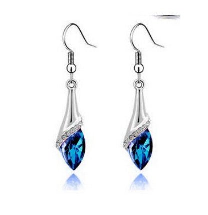 New Angel Elf Earrings Necklace Bracelet Three-piece Austria Crystal Alloy Jewelry Set Wholesale $22.00 Dana Fashion Color: Deep blue Women's Accessories Style: Europe and America Material: Alloy Process: crystal Set combination: earrings + accessories +