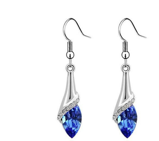 New Angel Elf Earrings Necklace Bracelet Three-piece Austria Crystal Alloy Jewelry Set Wholesale $22.00 Dana Fashion Color: Peacock blue Women's Accessories Style: Europe and America Material: Alloy Process: crystal Set combination: earrings + accessories