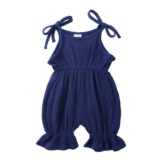 New Arrivals Newborn Toddler Baby Girls Sleeveless Solid Romper Jumpsuit Outfit $19.50 Dana Fashion Color: Navy Blue Size: 100 Baby Clothing Overview: New Arrivals Newborn Toddler Baby Girls Sleeveless Solid Romper Jumpsuit Outfit Specifications: Thicknes
