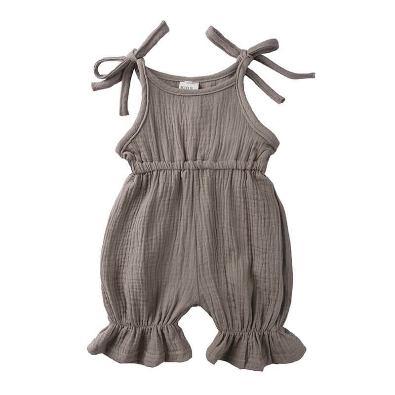 New Arrivals Newborn Toddler Baby Girls Sleeveless Solid Romper Jumpsuit Outfit $19.50 Dana Fashion Color: Grey Size: 100 Baby Clothing Overview: New Arrivals Newborn Toddler Baby Girls Sleeveless Solid Romper Jumpsuit Outfit Specifications: Thickness: th