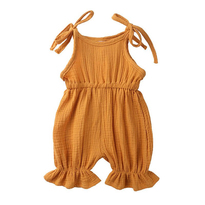 New Arrivals Newborn Toddler Baby Girls Sleeveless Solid Romper Jumpsuit Outfit $19.50 Dana Fashion Color: Yellow Size: 100 Baby Clothing Overview: New Arrivals Newborn Toddler Baby Girls Sleeveless Solid Romper Jumpsuit Outfit Specifications: Thickness:
