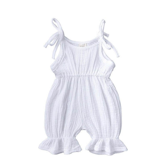 New Arrivals Newborn Toddler Baby Girls Sleeveless Solid Romper Jumpsuit Outfit $19.50 Dana Fashion Color: White Size: 100 Baby Clothing Overview: New Arrivals Newborn Toddler Baby Girls Sleeveless Solid Romper Jumpsuit Outfit Specifications: Thickness: t