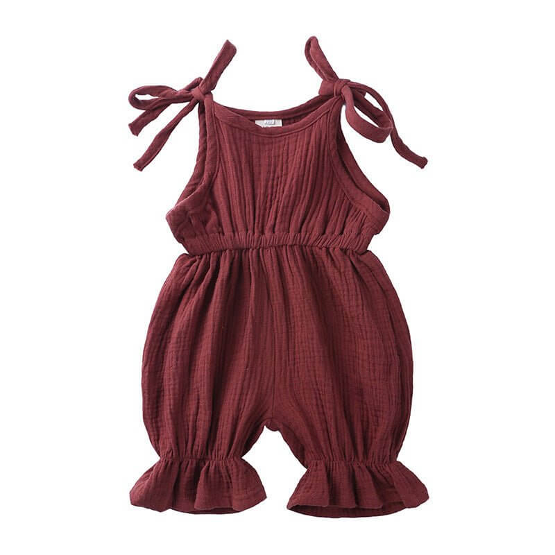 New Arrivals Newborn Toddler Baby Girls Sleeveless Solid Romper Jumpsuit Outfit $19.50 Dana Fashion Color: Red Size: 100 Baby Clothing Overview: New Arrivals Newborn Toddler Baby Girls Sleeveless Solid Romper Jumpsuit Outfit Specifications: Thickness: thi