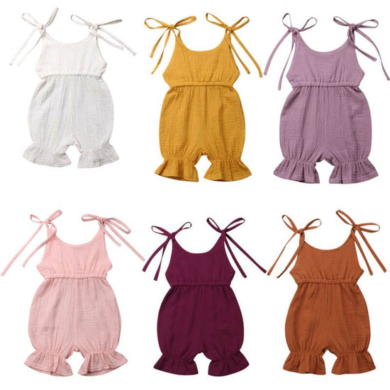 New Arrivals Newborn Toddler Baby Girls Sleeveless Solid Romper Jumpsuit Outfit $19.50 Dana Fashion Color: Grey Size: 100 Baby Clothing Overview: New Arrivals Newborn Toddler Baby Girls Sleeveless Solid Romper Jumpsuit Outfit Specifications: Thickness: th