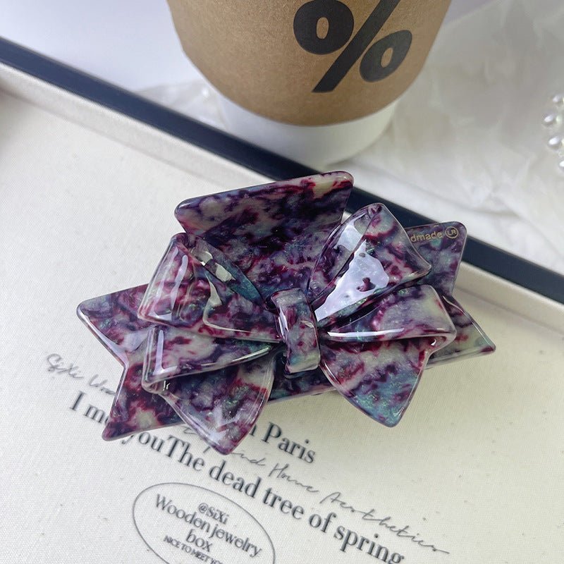New Autumn And Winter High Sense Bow Claw Clip $18.00 Dana Fashion Color: 1 Purple Women's Accessories Product information: Processing Technology: Handmade Color: 1# purple, 2# blue brown, 3# textured blue, 4# leopard print, 5# starry sky purple, 6# Pink,
