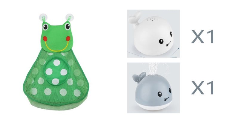 New Baby Bathroom Bath Electric Induction Whale Spray Small Toy $44.46 Dana Fashion Color: 11set Toys & Hobbies Overview: Easy to use: put the battery on the spray water whale and then on the water. It will automatically spray water and flash. Take it out