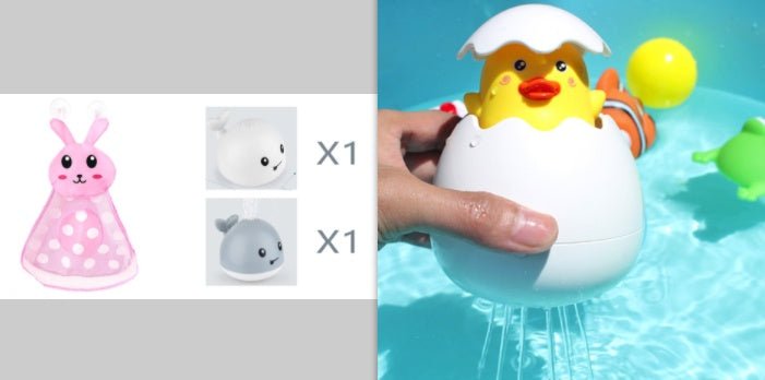 New Baby Bathroom Bath Electric Induction Whale Spray Small Toy $54.36 Dana Fashion Color: Set Toys & Hobbies Overview: Easy to use: put the battery on the spray water whale and then on the water. It will automatically spray water and flash. Take it out w