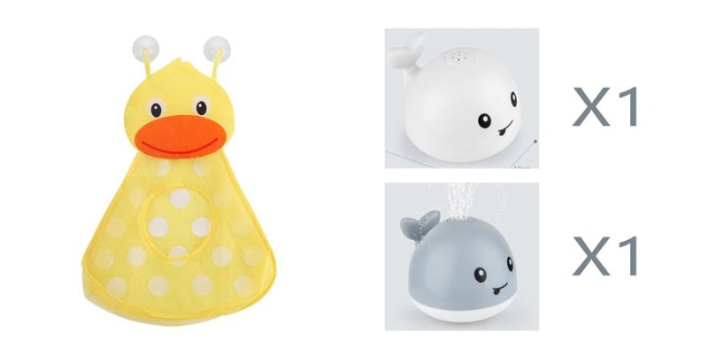 New Baby Bathroom Bath Electric Induction Whale Spray Small Toy $44.46 Dana Fashion Color: 12set Toys & Hobbies Overview: Easy to use: put the battery on the spray water whale and then on the water. It will automatically spray water and flash. Take it out