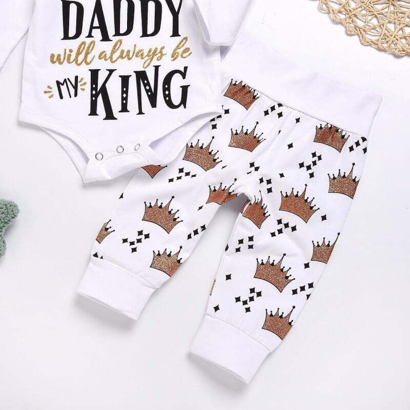 New Baby boys Clothing Set Tops Romper +Crown Pants $25.50 Dana Fashion Color: Photo color Size: 100cm Baby Clothing Main fabric composition: cotton