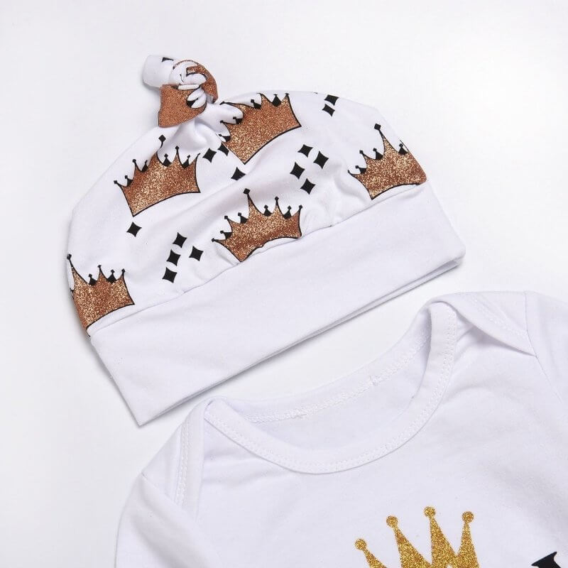 New Baby boys Clothing Set Tops Romper +Crown Pants $25.50 Dana Fashion Color: Photo color Size: 100cm Baby Clothing Main fabric composition: cotton