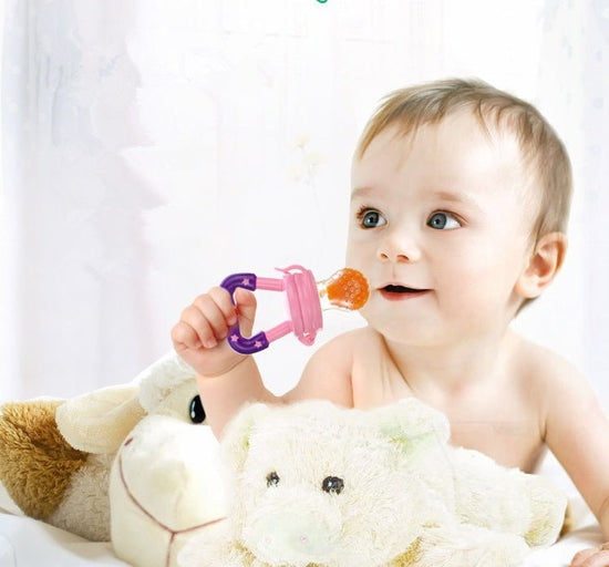 New Baby Silicone Pacifier, Encapsulated To Soothe Complementary Food Feeding Artifact $17.67 Dana Fashion Color: Blue Green set Size: M Baby & Mother Overview: Keep your children from choking while enjoying the fun of independent feeding. Suitable for mo