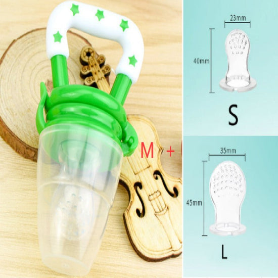 New Baby Silicone Pacifier, Encapsulated To Soothe Complementary Food Feeding Artifact $15.16 Dana Fashion Color: Green set Size: M Baby & Mother Overview: Keep your children from choking while enjoying the fun of independent feeding. Suitable for most ki