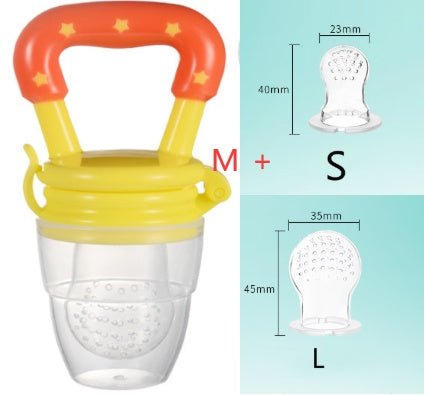 New Baby Silicone Pacifier, Encapsulated To Soothe Complementary Food Feeding Artifact $15.16 Dana Fashion Color: Yellow set Size: M Baby & Mother Overview: Keep your children from choking while enjoying the fun of independent feeding. Suitable for most k