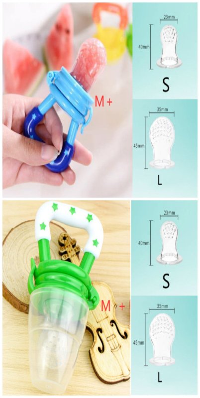 New Baby Silicone Pacifier, Encapsulated To Soothe Complementary Food Feeding Artifact $17.67 Dana Fashion Color: Blue Green set Size: M Baby & Mother Overview: Keep your children from choking while enjoying the fun of independent feeding. Suitable for mo