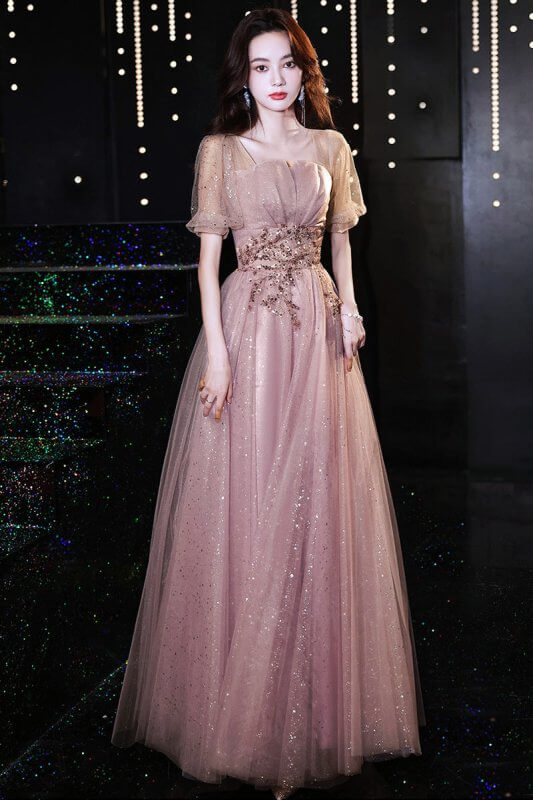 New Birthday Banquet Party Elegant Socialite Host Fairy Slim Evening Dress For Women $94.50 Dana Fashion Color: Lotus Pink Long Size: L Women's clothing Product information: Fabric name: Polyester Fiber Color: Lotus Pink long, light champagne color long,