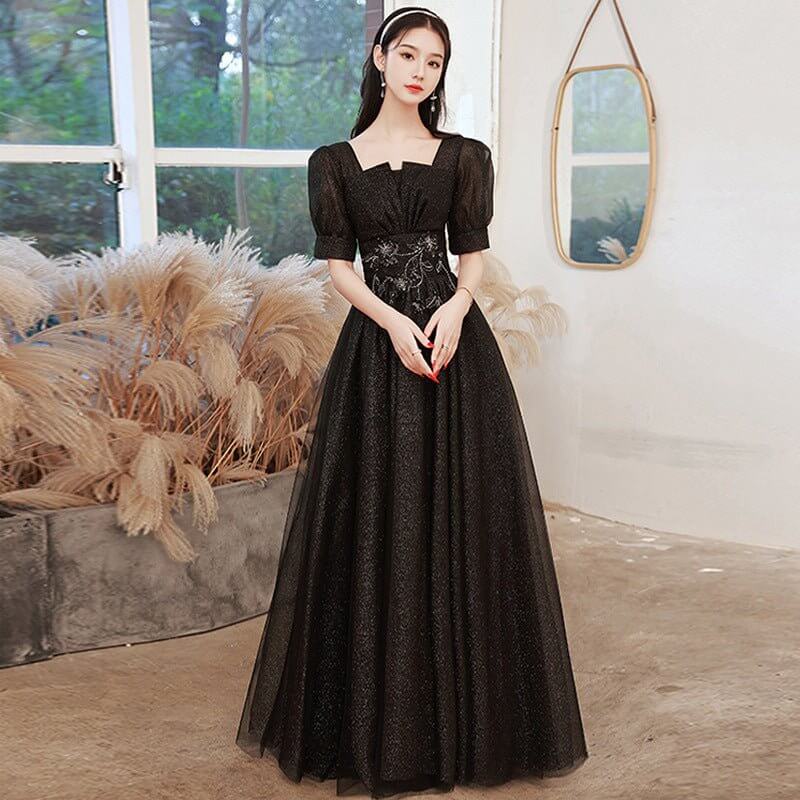 New Birthday Banquet Party Elegant Socialite Host Fairy Slim Evening Dress For Women $94.50 Dana Fashion Color: Black Long Size: L Women's clothing Product information: Fabric name: Polyester Fiber Color: Lotus Pink long, light champagne color long, black