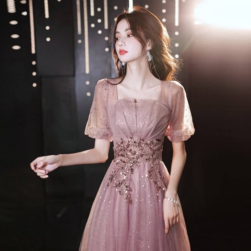 New Birthday Banquet Party Elegant Socialite Host Fairy Slim Evening Dress For Women $94.50 Dana Fashion Color: Black Long Size: L Women's clothing Product information: Fabric name: Polyester Fiber Color: Lotus Pink long, light champagne color long, black