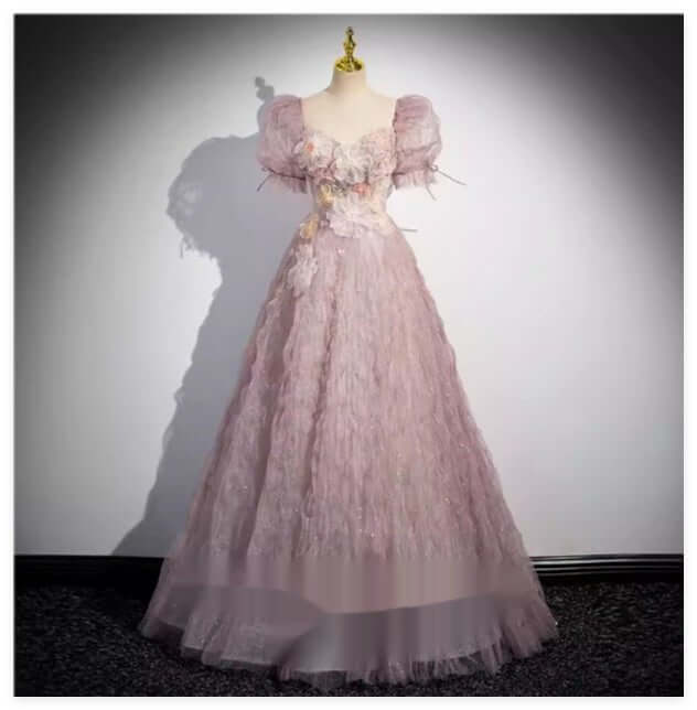 New Bride Engagement Banquet Evening Dress Women's High-end Feel $549.50 Dana Fashion Color: Pink Size: L Women's clothing Product information: Style: Sweet Color classification: Pink Dress Style: Falling to the Ground Sleeve length: short sleeved Dress l