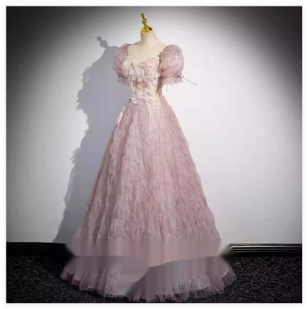 New Bride Engagement Banquet Evening Dress Women's High-end Feel $549.50 Dana Fashion Color: Pink Size: L Women's clothing Product information: Style: Sweet Color classification: Pink Dress Style: Falling to the Ground Sleeve length: short sleeved Dress l