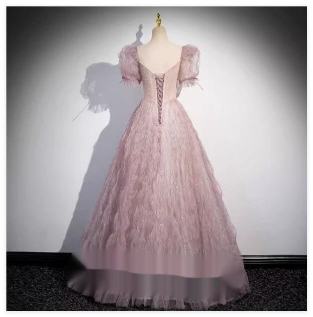 New Bride Engagement Banquet Evening Dress Women's High-end Feel $549.50 Dana Fashion Color: Pink Size: L Women's clothing Product information: Style: Sweet Color classification: Pink Dress Style: Falling to the Ground Sleeve length: short sleeved Dress l