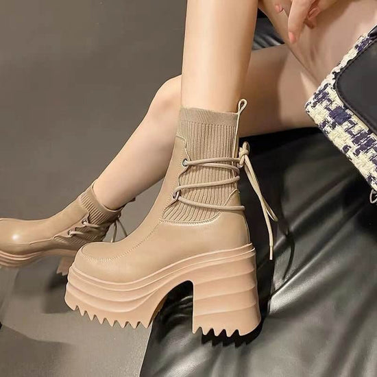New British Style Muffin Thick Bottom Knitting Strap Martin Boots For Women $54.50 Dana Fashion Color: Black Size: 35 Women's shoes Overview: Unique design, stylish and beautiful. Good material, comfortable feet. A variety of colors, any choice. Specifica