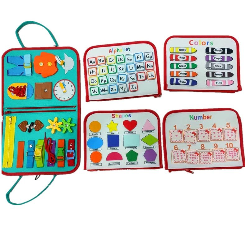 New Busy Book Children's Busy Board Dressing And Buttoning Learning Baby Early Education Preschool Sensory Learning Toy $42.14 Dana Fashion Color: Turquoise Toys & Hobbies Overview: ✅Made of soft felted wool, the activity board is flexible with no hard co