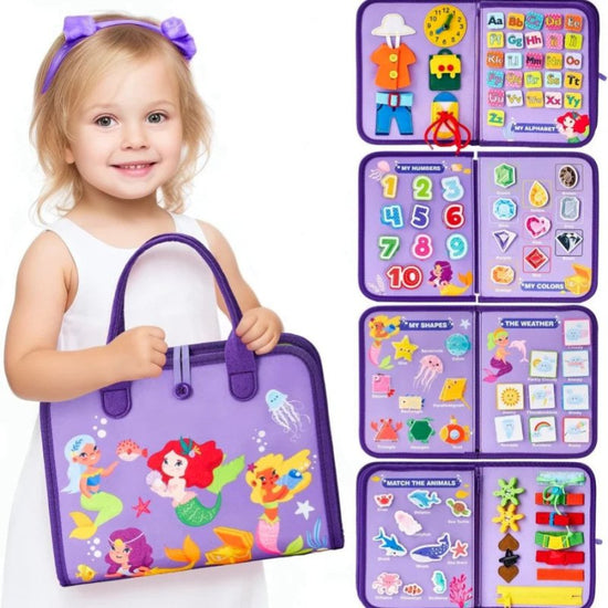New Busy Book Children's Busy Board Dressing And Buttoning Learning Baby Early Education Preschool Sensory Learning Toy $32.43 Dana Fashion Color: Purple Toys & Hobbies Overview: ✅Made of soft felted wool, the activity board is flexible with no hard corne