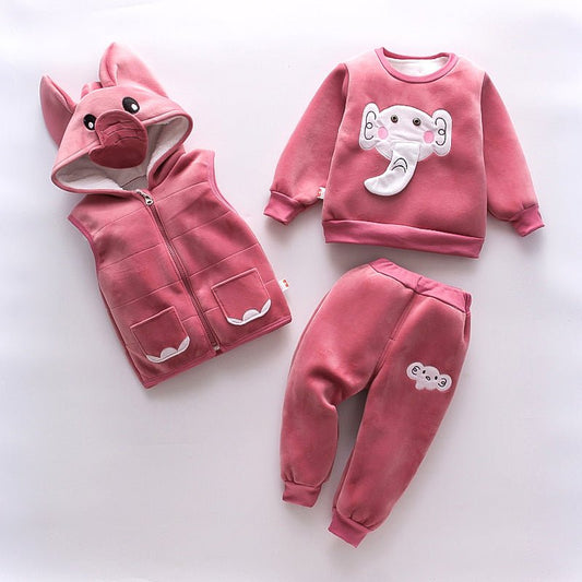 New Children's Clothing Winter Clothes For Boys Baby Thickening Three-piece Set $35.50 Dana Fashion Color: Cat Gray Suitable Height: 100cm Baby Clothing Product information: Pants length: pants Gift Box content: Clothing Suitable height: 80cm, 90cm, 100cm