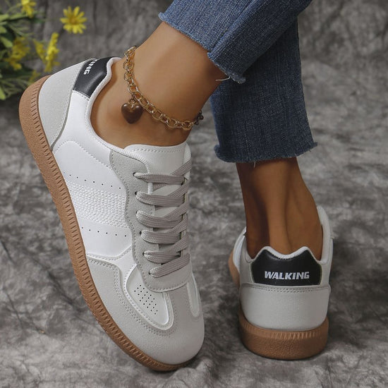 New Colorblock Lace-up Flats Shoes Fashion Breathable Hollow Slip On Casual Shoes For Women $35.55 Dana Fashion Color: Black Size: Size36 Women's shoes Product information: Style: Casual Popular elements: Shallow mouth, leather stitching Toe shape: round