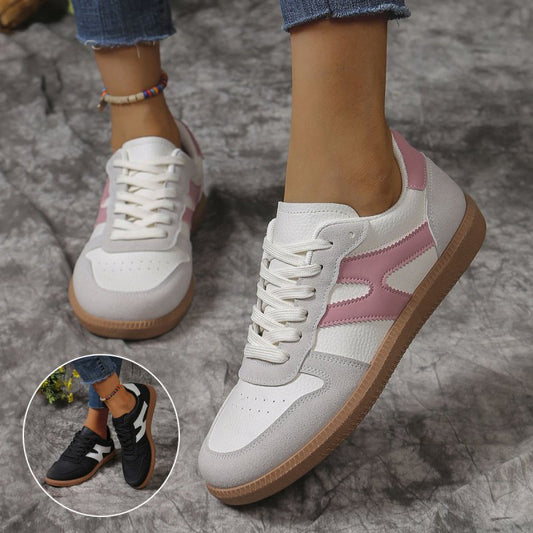 New Colorblock Lace-up Flats Shoes Fashion Round Toe Slip On Casual Shoes For Women $36.96 Dana Fashion Color: Black Szie: Szie36 Women's shoes Overview: Unique design, stylish and beautiful. Good material, comfortable wear. A variety of colors, any choic