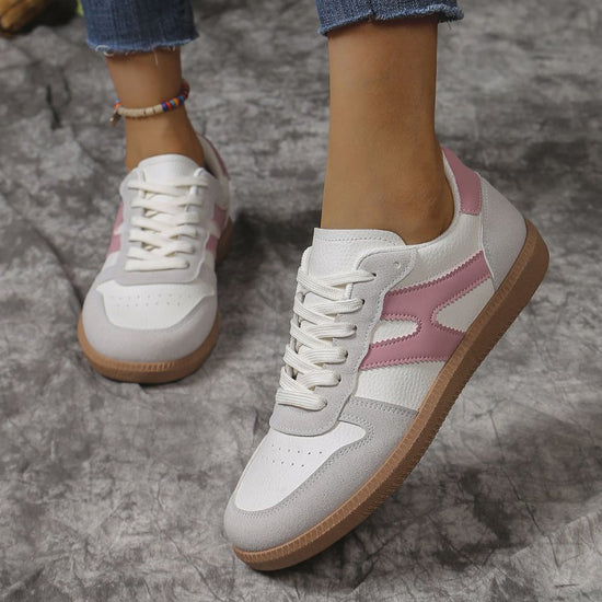 New Colorblock Lace-up Flats Shoes Fashion Round Toe Slip On Casual Shoes For Women $36.96 Dana Fashion Color: Black Szie: Szie36 Women's shoes Overview: Unique design, stylish and beautiful. Good material, comfortable wear. A variety of colors, any choic