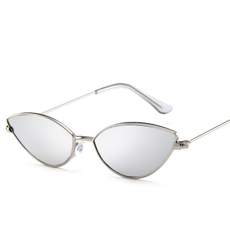 New Cute Sexy Sunglases Retro Cat Eye Sunglasses Women Metal Triangle Vintage Cateye Sun Glasses Female $15.00 Dana Fashion Lens color: Silver frame silver white mercury Women's Accessories Brand Name: DCM Style: Cat Eye Lenses Optical Attribute: Mirror,G