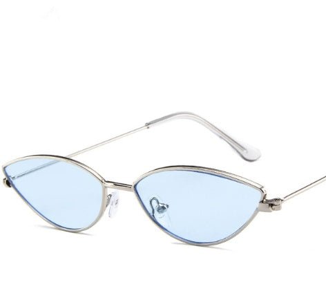 New Cute Sexy Sunglases Retro Cat Eye Sunglasses Women Metal Triangle Vintage Cateye Sun Glasses Female $15.00 Dana Fashion Lens color: Silver Frame Blue Women's Accessories Brand Name: DCM Style: Cat Eye Lenses Optical Attribute: Mirror,Gradient,Anti-Ref
