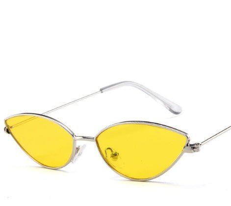 New Cute Sexy Sunglases Retro Cat Eye Sunglasses Women Metal Triangle Vintage Cateye Sun Glasses Female $15.00 Dana Fashion Lens color: Silver frame yellow Women's Accessories Brand Name: DCM Style: Cat Eye Lenses Optical Attribute: Mirror,Gradient,Anti-R